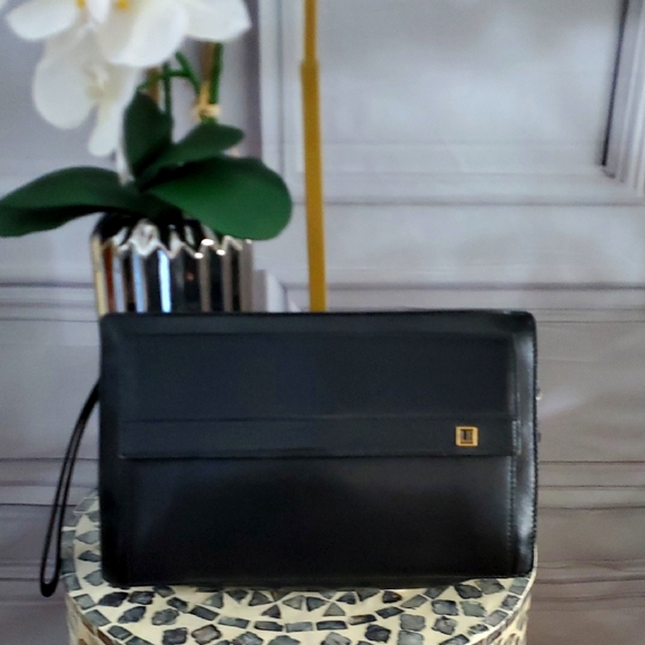 Dunhill Elegant Luxury Black Fine Leather Clutch Travel bag wristlet unisex EUC - Picture 2 of 8